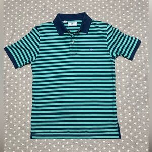 The Southern Tide Skipjack Polo Shirt Men’s Small Navy Teal Striped Short Slv
